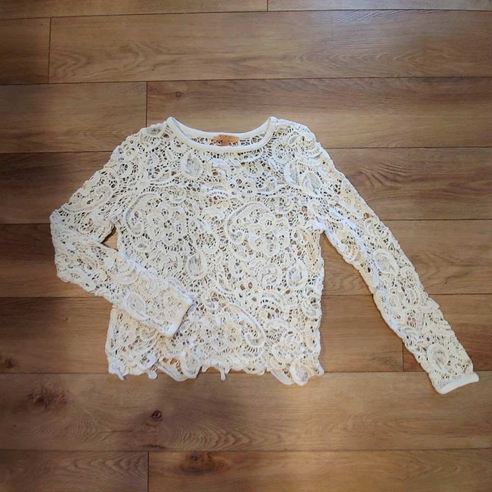 ZARA White Lace Top // size S